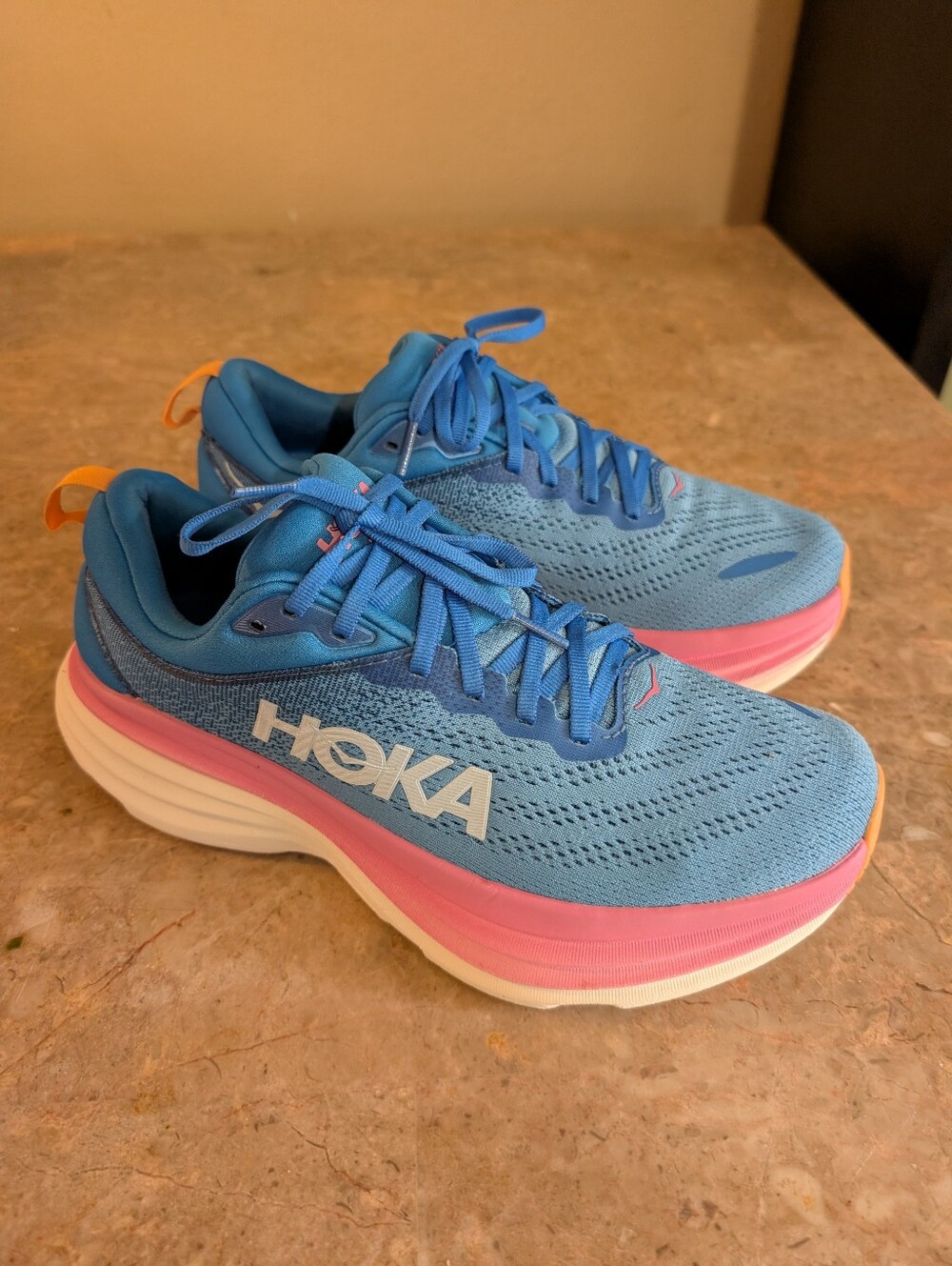 Hoka One One Bombi 8 Coastal Sky All Aboard Trail Cushioned Shoes Women Size 9.5